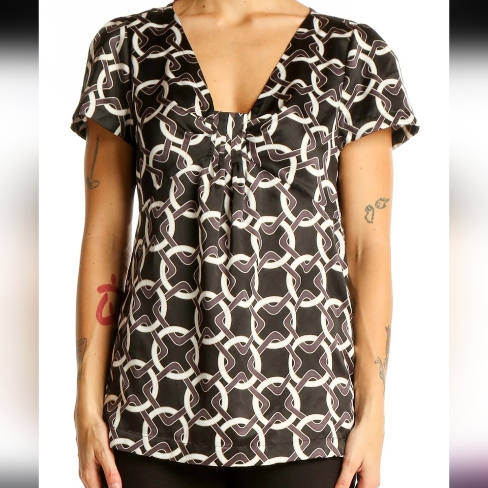 Banana Republic Black and White Patterned Blouse